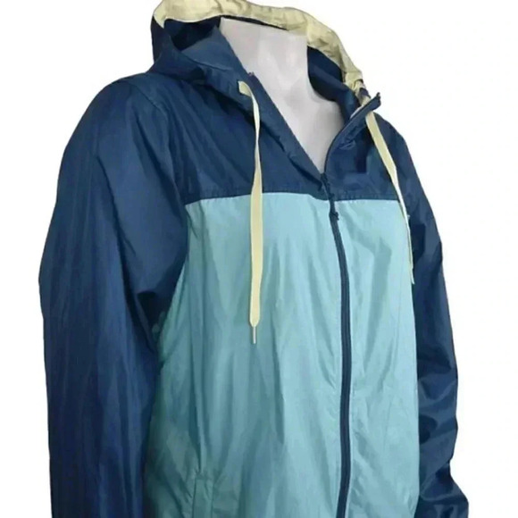 Eddie Bauer Windbreaker Jacket Turquoise Blue Lightweight Hooded Size Large - Picture 4 of 8